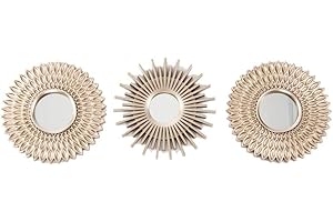 dcasa - Juego de 3 Espejos Pared Decorativos Dorado