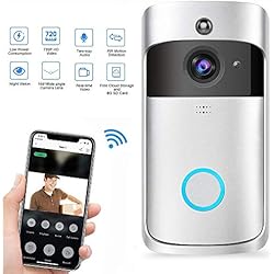 Kobwa WiFi Smart Sonnette, Carillon vidéo sans Fil HD 720p WiFi Camera vidéo en Temps réel Audio Bidirectionnel Vision Nocturne Détection de Mouvement Voleur Rappel pour iOS, Android, Windows