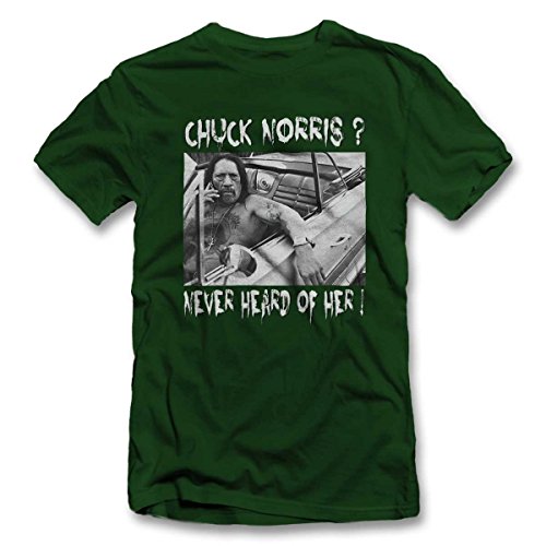 shirtground Chuck Norris Never Heard of Her T-Shirt Dunkelgruen-Dark-Green 2XL