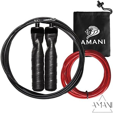 Skipping Rope For Crossfit, Boxing, Fitness – Black – Suitable for Adults, Men, Women, Pro Speed, WOD, Workout, Gym, Sports, Thai, RX – Steel Cable for speed and Double Unders – Rogue Quality, Everlast, Venum