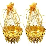 Evisha Net Potli Fibre Decorative Baskets Golden for Wedding, Gifting,Festivals (Set of 2)