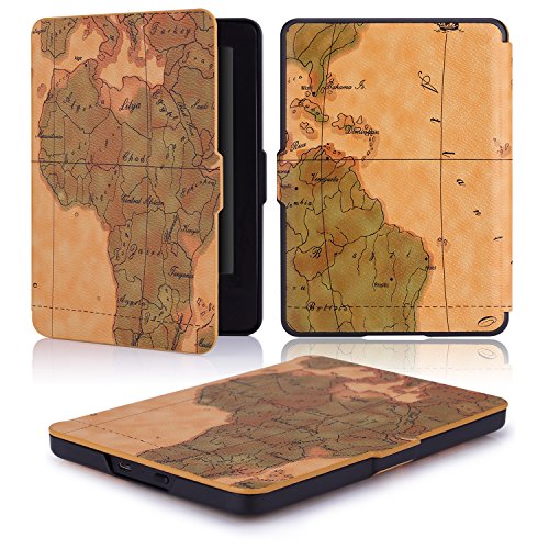 Kindle 7.Gen Hülle Case - MoKo Superleicht PU Leder Tasche Schutzhülle Schale für Amazon E-reader Kindle (7. Generation - 2014 Modell)(Nur Geeignet für Kindle 2014 Modell mit Touchscreen), Map H