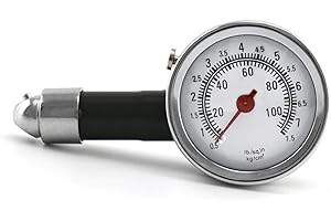 QWORK Tester ciśnienia w oponach, tester ciśnienia w oponach, 0-100Psi, do samochodów, rowerów i motocykli