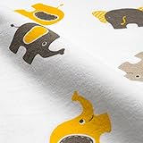 3 Stück – Moltontücher / Spucktücher / Flanelltücher, 70 x 70 cm – Elefanten Senf Grau, Schadstoffgeprüft, kuschelig weich und saugstark, maschinenwaschbar bis 60° C, Öko-Tex Standard 100 - 2