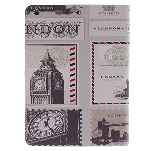 iPad mini Lederhülle – Felfy Slim Full Body UK Flagge mit London Muster PU Case Cover Etui Schutz Hülle Tasche für Apple ipad mini 3 mini 2 mini 1 + 1x Rot Bling Eule Anti Stöpsel + 1x Black Stylus - 2