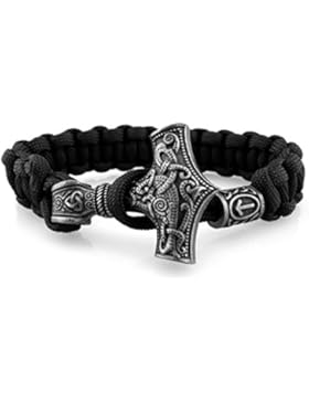 Armband Thor's Hammer Futhark Rune - 21 cm Schwarz Silber