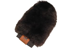 Animalon Lammfellhandschuh mit Innenfutter Natur | Weicher Lammfellhandschuh Fellpflege | Lammfellhandschuh Pferd | Fellpflegehandschuh für Pferde Lammfell