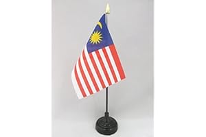 AZ FLAG - Tischflagge Malaysia - 15x10 cm Goldene Splitze - Malaysia Tischfahne 10 x 15 Cm - Flaggen