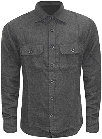Attire 2K18Feb Mens Brushed Flannel Soft 100% Cotton Shirt Long Sleeved Double Pocket[Charcoal,M]