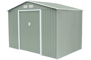 Gardiun Casetta Metallica da Giardino Leeds 5,30 m² Esterni 277x191x202 cm Acciaio Zincato Verde Chiaro