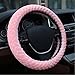 Produktbild H QLL Universal Auto Plüsch Lenkradhülle Lenkrad Abdeckung Lenkradbezug aus Plüsch 38CM / 15'' Anti Rutsch Warm Lenkradabdeckung Lenkradschoner Winter-Schutz für Damen & Mädchen,Lila , pink