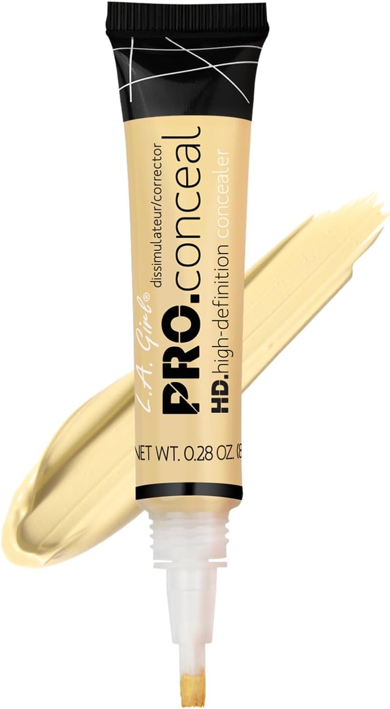 L.A. Girl - Corrector HD Pro Conceal | Cobertura completa | Aspecto natural | Minimiza líneas finas | Resistente | Larga duración, Light Yellow, 8 g