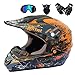 Produktbild QYTK® Serie RT-301 Motorradhelm herren, Erwachsener Open Face Motocross Helm Ski Motocross Off-Road Quad Enduro Motorrad Integralhelm mit Brille Maske Schutzbrille,L58~59CM