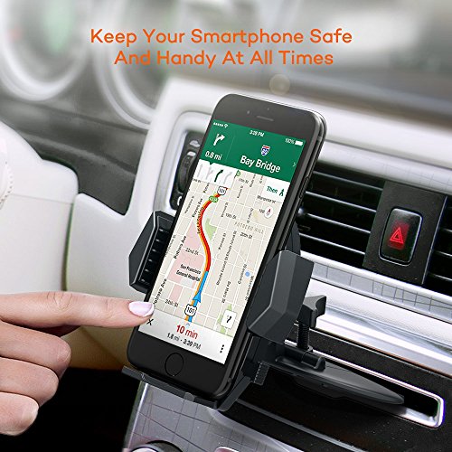 TaoTronics Supporto da auto per Smartphone, con Clip/cuscinetto, in Silicone e pulsante di rilascio per la mano