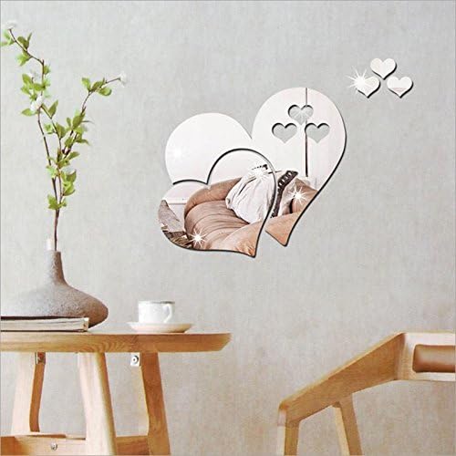 WINWINTOM 3D Mirror Love Hearts Wall Sticker Decal DIY Home Room Art Mural Decor Removable (Silver)