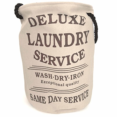 LS Design Wäschesammler Wäschetruhe Wäschesack Wäschekorb Canvas Creme - 2