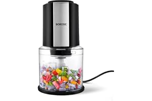 Borosil Chef Delite 300W Electric Chopper for Kitchen, 600 ml, Black | Twin blade technology, Chop-n-store bowl with lid, Vegetable cutter, Mince, Dice, Whisk, Blend, Twin stainless steel blades
