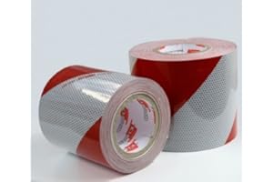 PLOT4U Orafol Kfz-Warnmarkierung, weiss/rot, 141 mm breit, 1 Meter, linksweisend