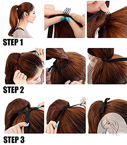 S-noilite Clip in Hair Extensions Haarteil Hairpiece Zopf Pferdeschwanz Haarverlängerung 55cm Glatt(Dunkelbraun) - 3