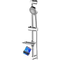 Asta Doccia Regolabile 80 Cm In Acciaio Inox SUS304 – Con Portasapone, Supporti Regolabili, Finitura Cromo