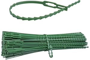 Mesee 150Pcs Attaches de Plantes Réglables de Jardinage 230mm Attache Soutien de Jardin Lien de Serrage en Plastique Réutilisable pour Soutenir Vignes Tomates Arbustes Plantes (Vert)