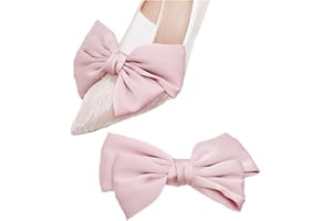 Tsangbaby Clip per scarpe con fiocco in raso a pois in tinta unita clip per scarpe rimovibili eleganti per feste di nozze fibbia per scarpe borsa abbigliamento accessori per capelli per donne ragazze