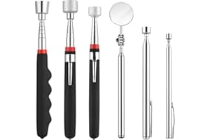 Flintronic 6 Pezzi Strumento Magnetico per Pickup, Acciaio Inossidabile Calamita Telescopica, Fino a 78 cm, Asta Telescopica Magnetica, per Chiavi, Monete, Viti, Penne e Oggetti Metallici