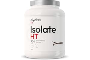 ISOLATE HT de Protéines en Poudre | Riche en BCAA et Glutamine | Jusqu’à 90% de Protéines | Proteine Musculation Rapide | Texture Onctueuse Goût Vanille | Faible en Lactose | 750G | Eiyolab