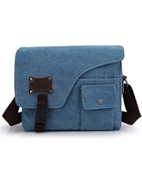Männer Vintage-Leinwand Messenger Aktentasche Schulter Tote Arbeiten College Tasche,Blue-28cm*7cm*25cm