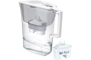 LAICA Prime Line Caraffa Filtrante - Grande Capacità di 3L - Bianca - Timer Digitale - 1 Filtro bi-flux Incluso, Preserva i Sali Minerali Utili all'Organismo e Riduce Cloro - Made in Italy