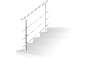 Jopassy Main courante en acier inoxydable 100 cm, garde-corps d'escalier intérieur et extérieur, balustrade avec 3 poteaux pour escalier, parapet, balcon