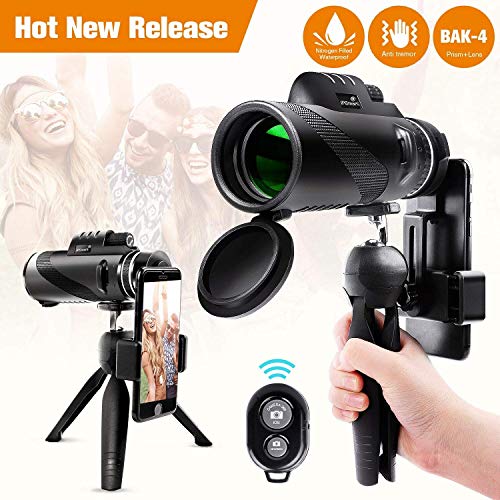 BNISE Monocular de gran Potencia 13X50, Campo de visión Luminoso y claro, Observación simple con una sola mano, Resistente al agua, antiniebla, Observación de aves o fauna silvestre, con medidor de distancia