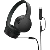 Belkin SoundForm Mini Kids Kablolu Kulaklık (Siyah) &ndash; USB-C + 3,5 mm Adapt&ouml;r, Dahili Mikrofon, 85 dB Ses Sınırı, Eğlenceli &Ccedil;ı