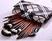 DE'LANCI Luxury 36 PCS Professional Makeup Brushes Tools Sets / Kits Natural Cosmetic Animal Hair Brushes With Coffee Plaid Case Pouch