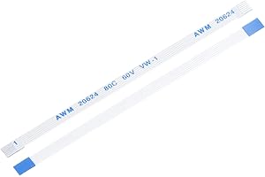QUARKZMAN FFC FPC Câble Plat Flexible, 6 Broches Pas de 0.5mm Longueur de 80mm (Type A) pour LCD Imprimante 3D Caméra DVD TV Ordinateur Portable Audio Pack de 10