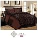 Produktbild Day Night Bedding D & N Betten 4 Flock Damast Bettwäsche Set Schlafzimmer 4 Pcs Komplette 1 x Bettbezug 1 x Faltenvolant 2 x Kissen Doppelbett/King Size/Super King, Braun, Doppelbett