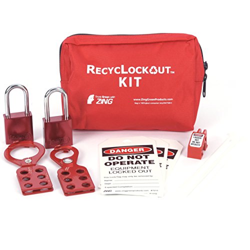 ZING 2731 RecycLockout Lockout Tagout Kit with Aluminum Padlocks, 11 Component, General Application