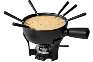 BOSKA Set da Bourguignonne Nero/Padella per la bourguignonne con 6 forchette/Base di ghisa/Adatto per la lavastoviglia/Nero / 1 L