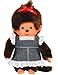 Produktbild Mädchen Monchhichi mit Jeans Kleid und Rüsche Monchichi Lacy Jamper Jeanskleid Pink Girl mit Zopf