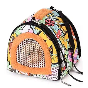 Tfwadmx Hamster Carrier Bag, Portable Guinea Pig Travel Case with Detachable Strap Zipper Outdoor Breathable Carriers for Hedgehog Chinchillas Rat Squirrel