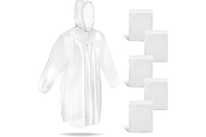 YingErTool Jednorazowe poncza przeciwdeszczowe, 6 szt., wodoodporne, przezroczyste, lekkie, z kapturem ze ściągaczem, na kemping, wędrówki, wspinaczkę, Transparente, Rozmiar uniwersalny