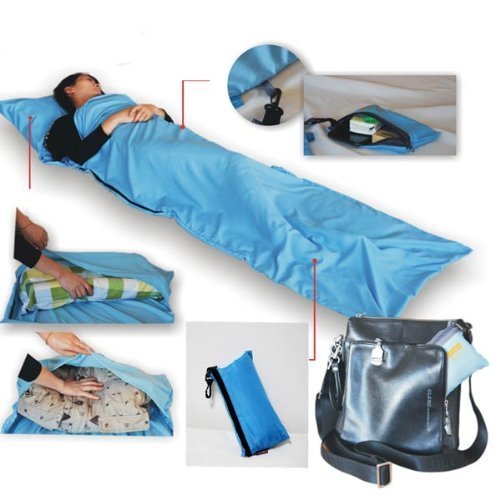 Preisvergleich Produktbild Seide Single rutschsicher Schlafsack Camping Travel Mini Schlafsack (Sky Blau)
