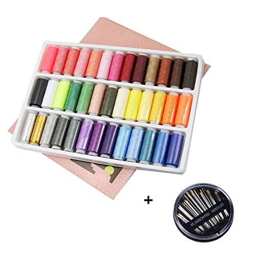 Nähgarne, 39 sortiert Farbe Polyester Durable Nähgarne für Hand und Maschine Nähen Quilting Naht mit 1 Box Nähnadeln