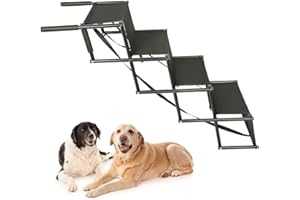LANTUS Rampe de Voiture Pliable pour Chien, 5 étapes Légère Pliable Escalier pour Chien Supporte jusqu'à 200 lbs, Convient à la Plupart des Voitures, Camions, SUV, Lits Superposés et Canapés (Noir)