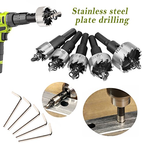 YKEZHU 5PCS Carbide Spitze HSS Bohrer Lochsäge Set Edelstahl Metall Legierung 16-30mm