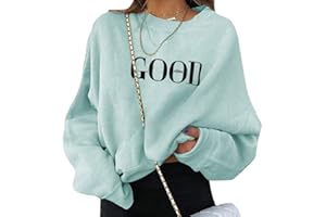 ORANDESIGNE Sudadera para Mujer Letra Impresión Suelta Casual Manga Larga Hip Hop Cuello Redondo Gráfico Jerseys Niñas Adolescentes Pullover Top