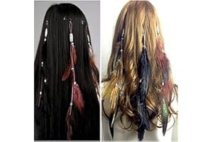 Generse Feather Hair Clips Boho Hippie Feather Hair Extensions Indian Headdress for Women and Girls (3 Pieces)