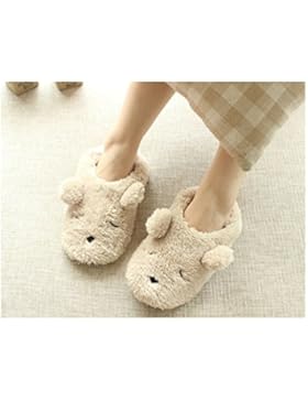 Weiche Plüsch Hausschuhe Liebespaar Pantoffeln Slippers mit Super Süße Cartoon Bär für Winter Herbst Frühling