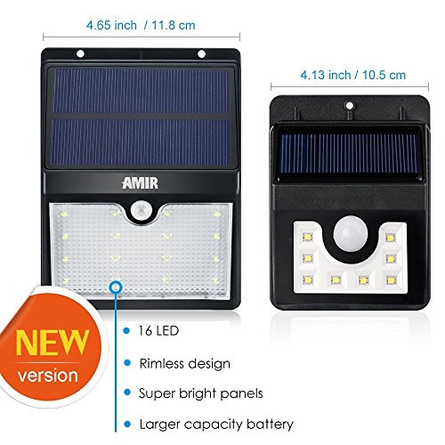 Amir Solarleuchten, 16 LED Solarlampe, Wetterfeste Bewegungssensor Solarlampe, Auto On/Off Solar Außenleuchte, Sicherheitslicht Wandleuchte für Garten, Patio, Auffahrt, usw. - 3