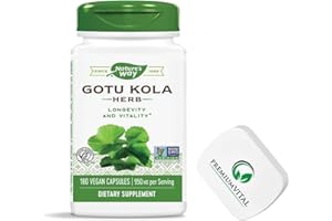 PremiumVital, Nature's Way, Gotu Kola (Indischer Wassernabel), 475mg, 180 vegane Kapseln, mit praktischer Pillendose, Laborgeprüft, Glutenfrei, Sojafrei, Vegetarisch